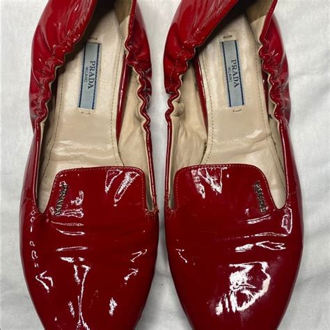 Prada Red Patent Leather Smoking Slippers Authentic. 